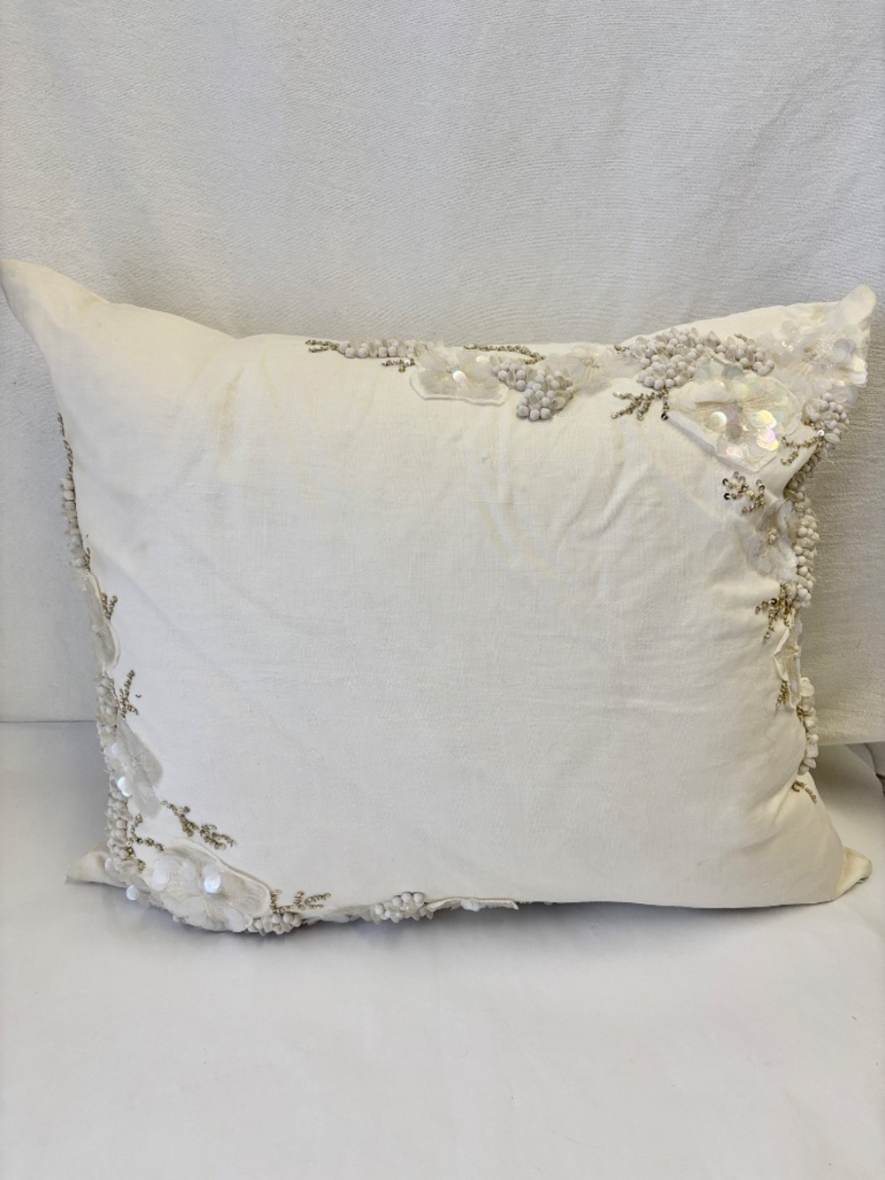Reve Ivory Embellished Beaded Accent Pillow